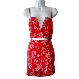 Camila Coehlo Revolve Women’s Red Floral Two-Piece Large Tank Medium Mini Skirt